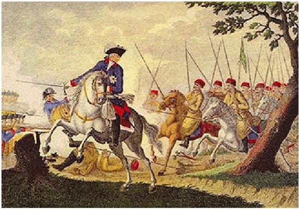 Русские казаки преследуют Фридриха II