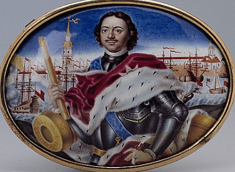 Г.С.Мусикийский. Портрет Петра I . Эмалевая миниатюра. 1723 г.