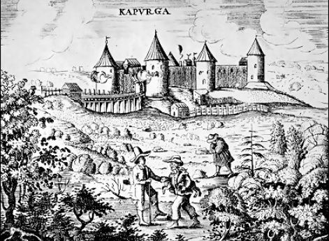 Крепость Копорье. Гравюра из "Путешествия" Адама Олеария