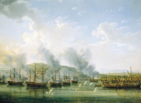 Сражение русского флота с турецким у крепости Дамиетта 21 октября 1772 года