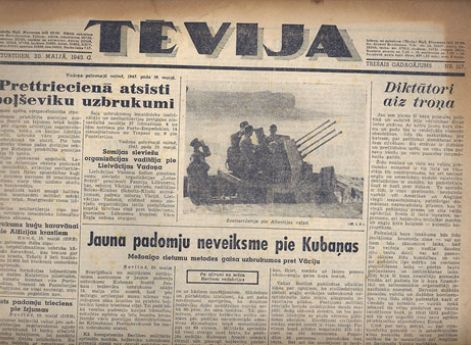 Номер рижской газеты Tevija Дата создания: 20 мая 1943 г.