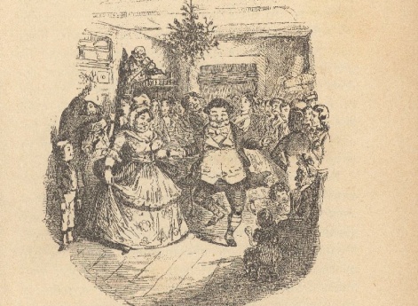 Тут выступили на сцену старый Феззивиг и мистерисс Феззивиг, составив первую пару.