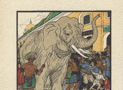 Иллюстрация к басне «Слон и моська» в книге