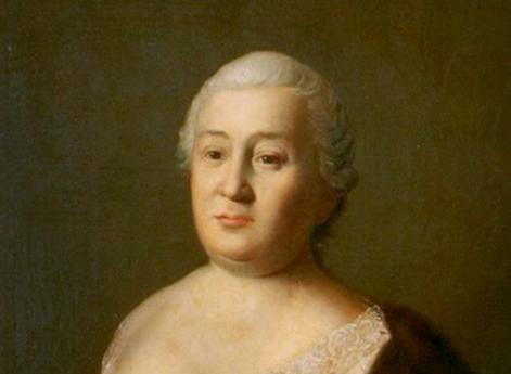 Портрет статс-дамы графини Мавры Егоровны Шуваловой (урожд. Шепелевой) с портретом императрицы Елизаветы Петровны на муаровой ленте