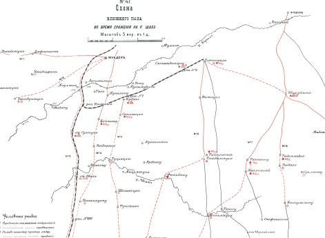 Схема ближнего тыла во время сражения на реке Шахэ