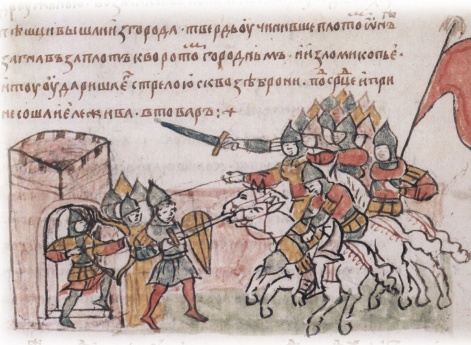 Схватка отряда Изяслава Глебовича Переяславского (?) с пешим отрядом волжских болгар и ранение Изяслава.