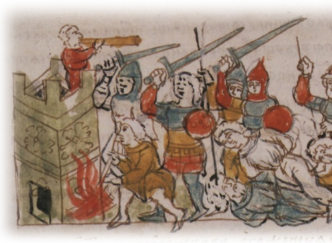 Взятие и поджог войсками Володаря Ростиславича Персмышльского и Василька Ростиславича Теребовльского города Всеволожа; избиение жителей по приказу Василька.