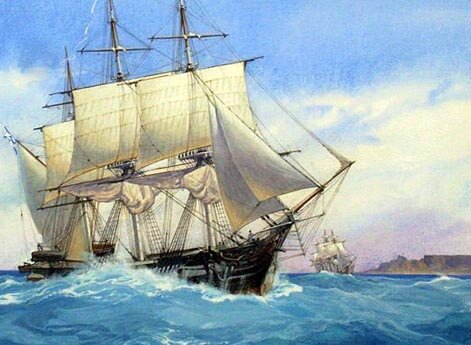 Шлюпы «Открытие» и «Благонамеренный» у мыса Доброй Надежды