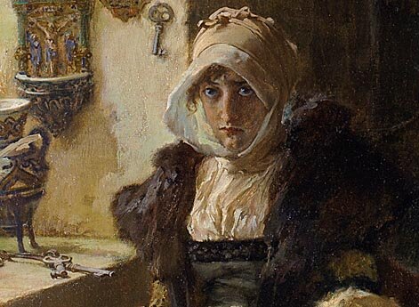 Королева Хуана I Безумная в заключении в Тордесильясе со своей дочерью инфантой Каталиной