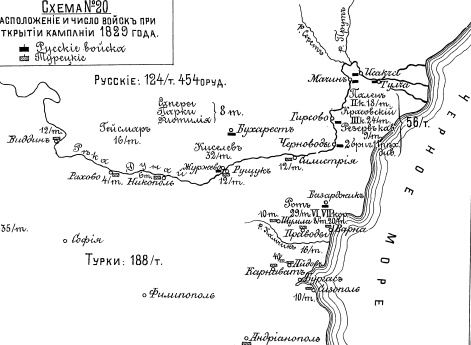 Расположение и число войск при открытии кампании 1829 года