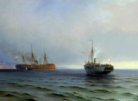 Захват пароходом Россия турецкого военного транспорта-Мессина- на Чёрном море 13 декабря 1877 год