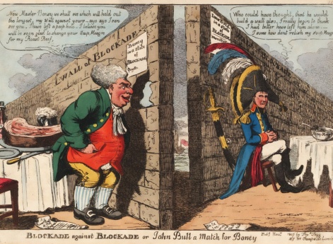 Блокада против блокады. Английская карикатура на Континентальную блокаду
