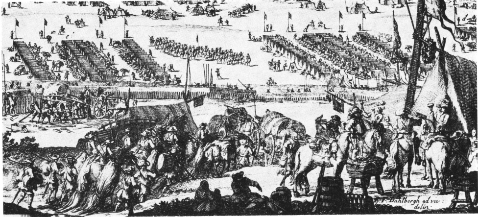 Шведский обоз и рейтары (под Краковом, 1655 г.). Рисунок Э. Дальберга