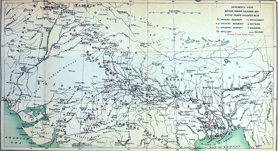 Карта расквартированных частей на севере Индии