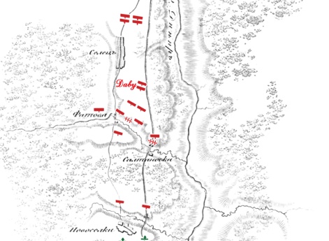 Расположение войск накануне Салтановского дела