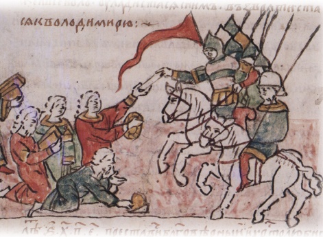 Встреча Михалка Юрьевича Владимирского с послами Глеба Ростиславича Рязанского в Москве и возвращение церковного имущества, награбленного во Владимире во время междукняжеской усобицы.