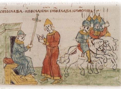 Вручение меча как знака княжеской власти Всеволодом Ольговичем Киевским Святославу Ольговичу; отъезд Святослава на Новгородское княжение.