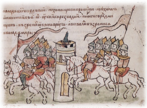 Выступление Всеволода Юрьевича Владимирского против Святослава Всеволодовича Киевского; отход войск Святослава после сожжения города Дмитрова.