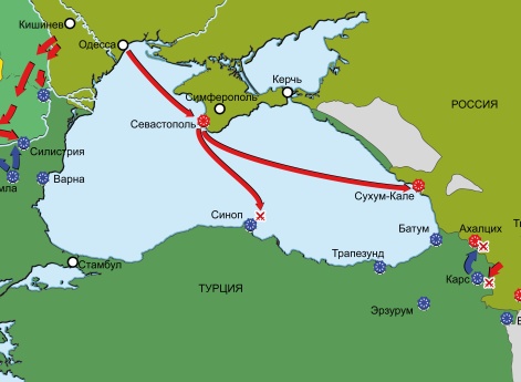 Крымская война 1853–1856 гг. Карта кампаний 1853 г.