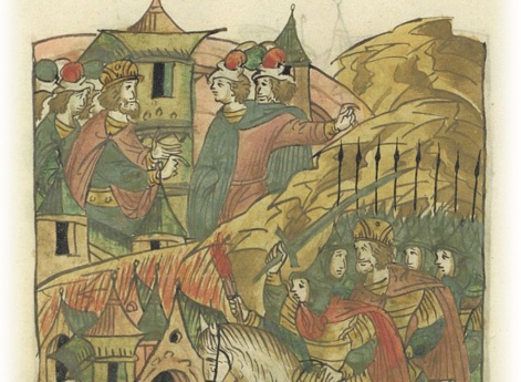 О побоище князя Ярослава Всеволодовича с князем Новгородским Мстиславом Мстиславичем  у Липицы. Князь Ярослав Всеволодович узнает, что новгородцы с Мстиславом Мстиславичем грабят и захватывают его волости и села.