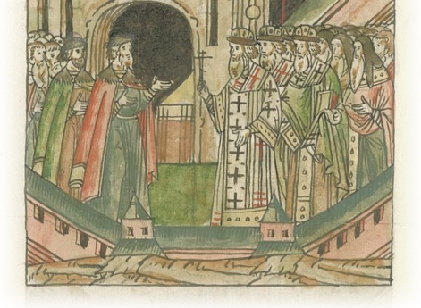 Освящение соборной церкви пресвятой Богородицы в Москве митрополитом Геронтием.