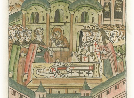 Перенесение мощей Петра митрополита и прочих святителей в новую церковь.